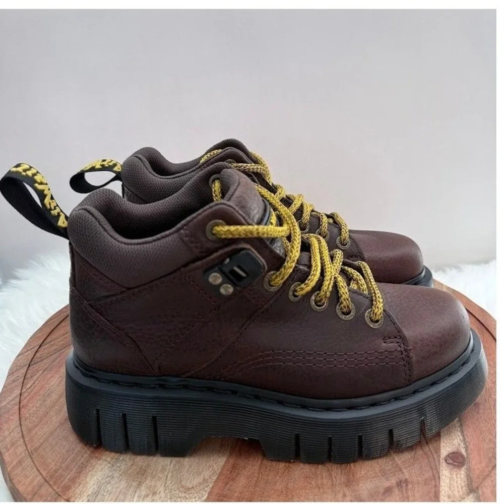 Dr Martens Woodard Boots Brown Leather Chunky Robust Sole Lace Up Size 7 M/ W 8 - Picture 1 of 9